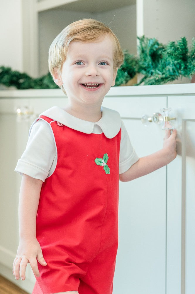 Proper Peony Baby / Toddler Boys Red Holiday Holly Jon Jon