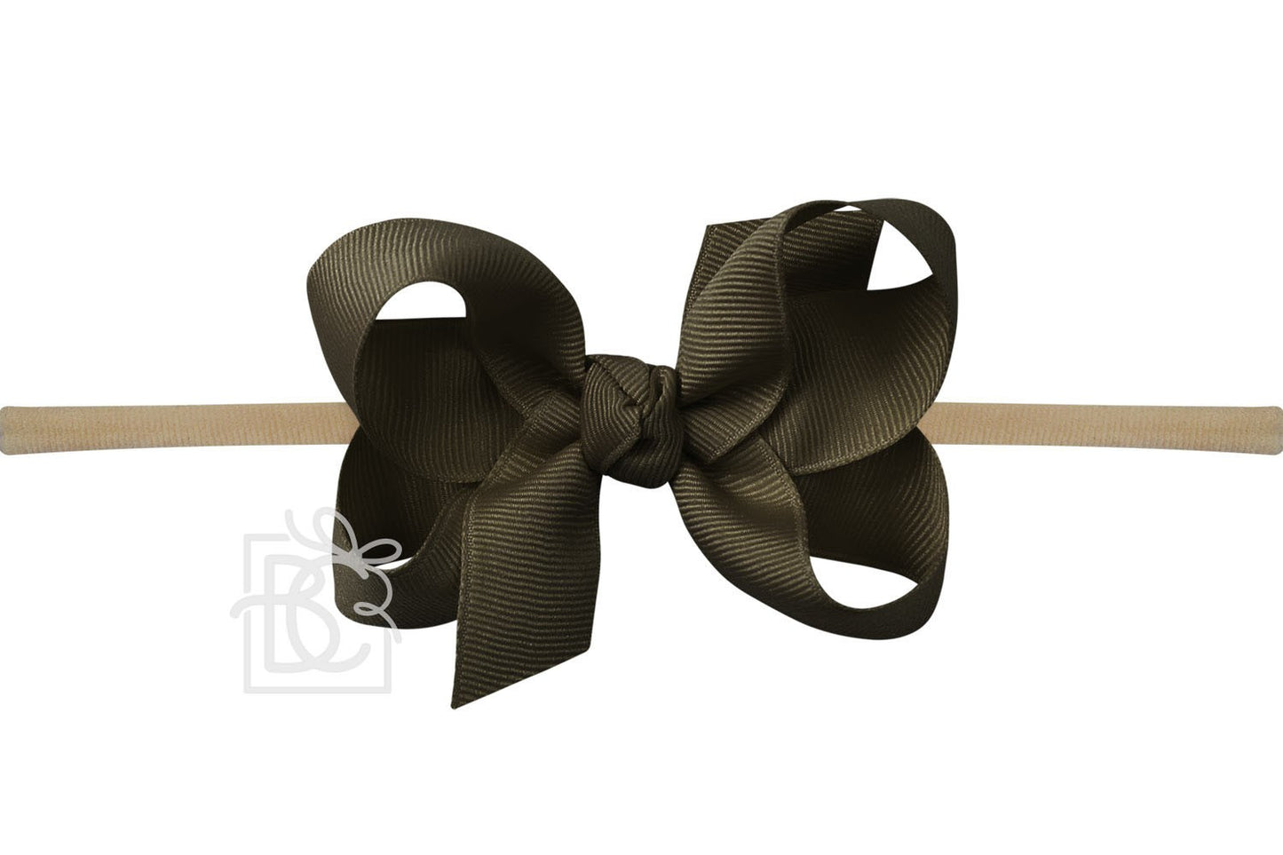 Beyond Creations Girls 1/4" Pantyhose Headband with Attached Bow - Grosgrain - Brown by Beyond Creations
