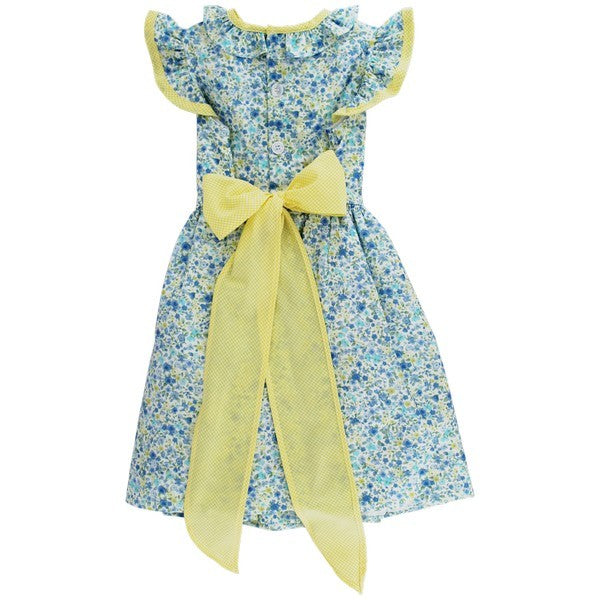 Bailey Boys Girls Peri Petals Floral Dress - Yellow Sash in the Back