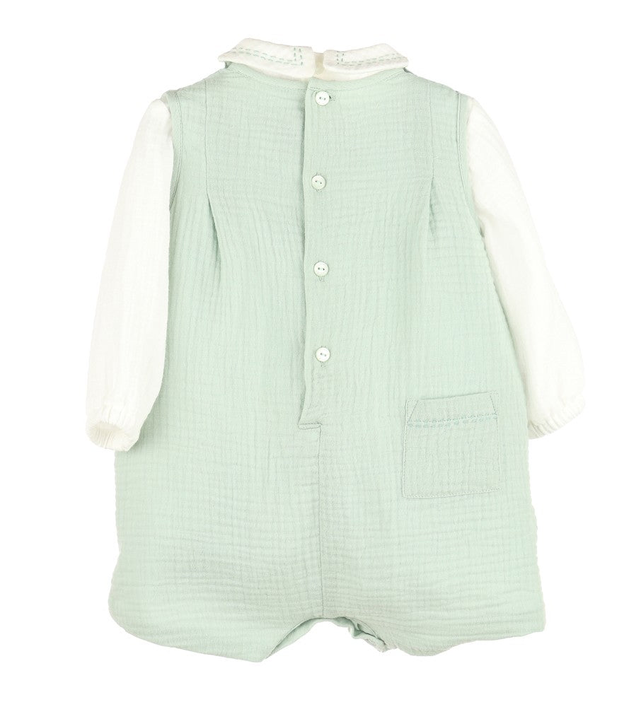 Sophie & Lucas Baby Boys Cuddle Cotton Jon Jon Set - Green by Sophie & Lucas