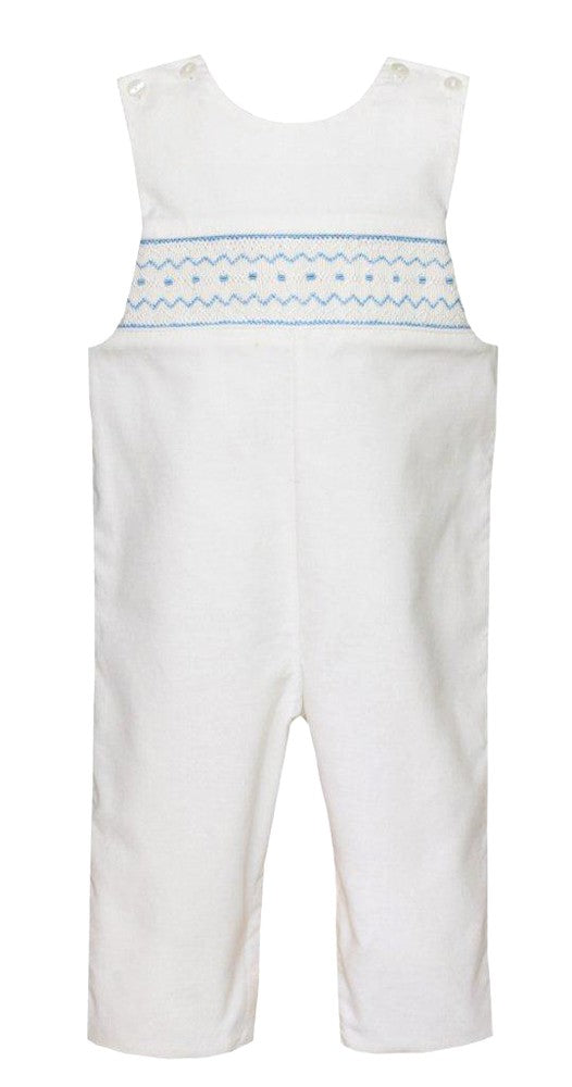 Petit Bebe Baby Boys Winter White Corduroy Longall - Smocked in Blue