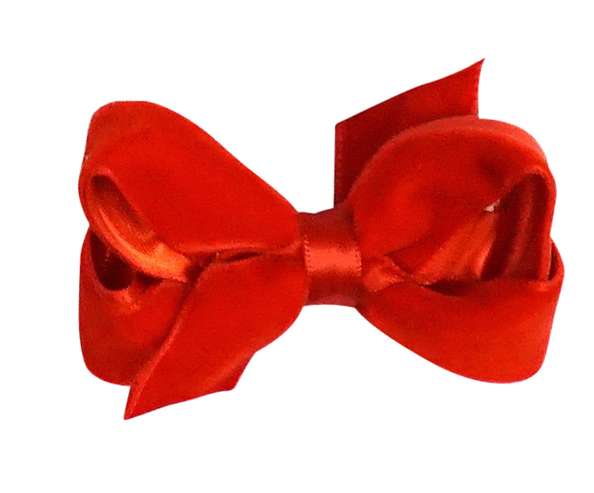 Wee Ones Girls Satin / Velvet Overlay Bow - Red