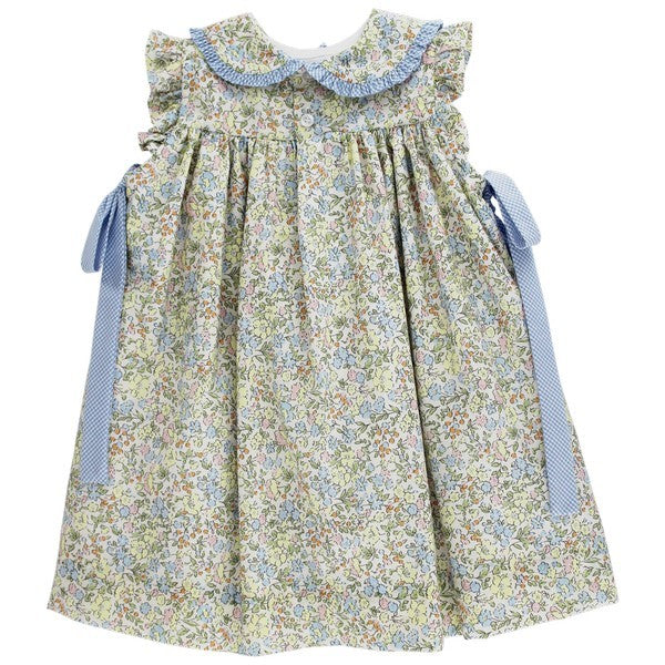 Bailey Boys Girls Buttercup Floral Float Dress - Blue Side Bows