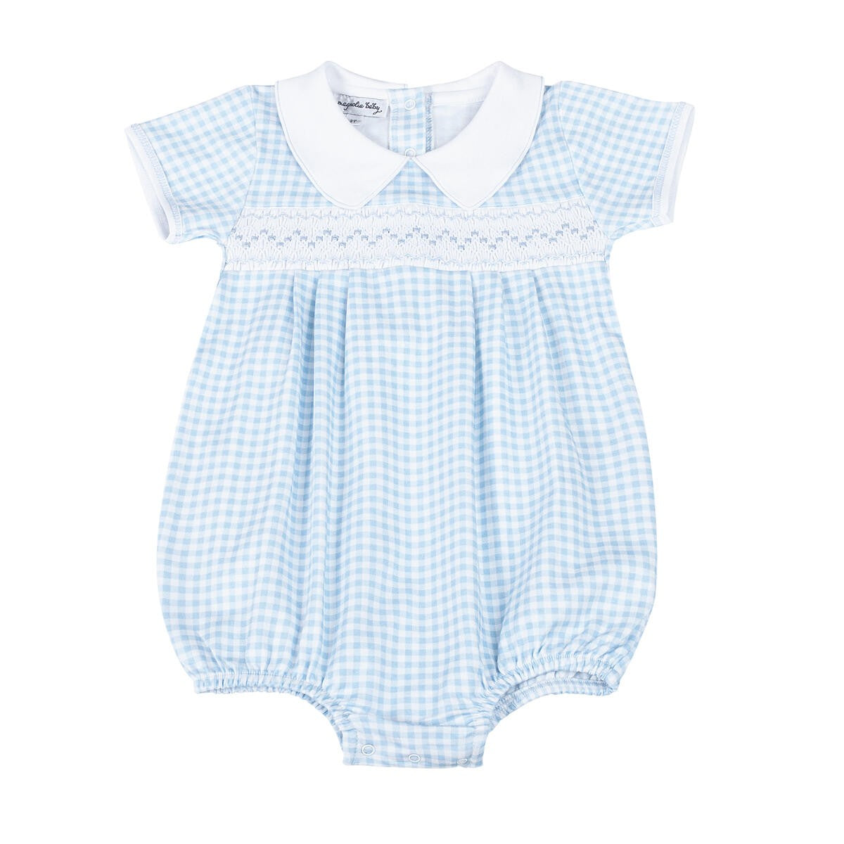 Magnolia Baby Boys Mini Checks Smocked Bubble - Blue