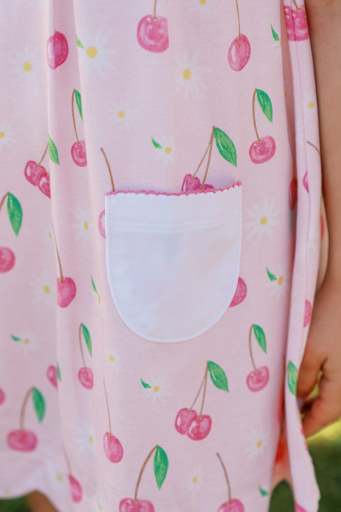 Proper Peony Pima Girls Pink Cherry Blooms Dress