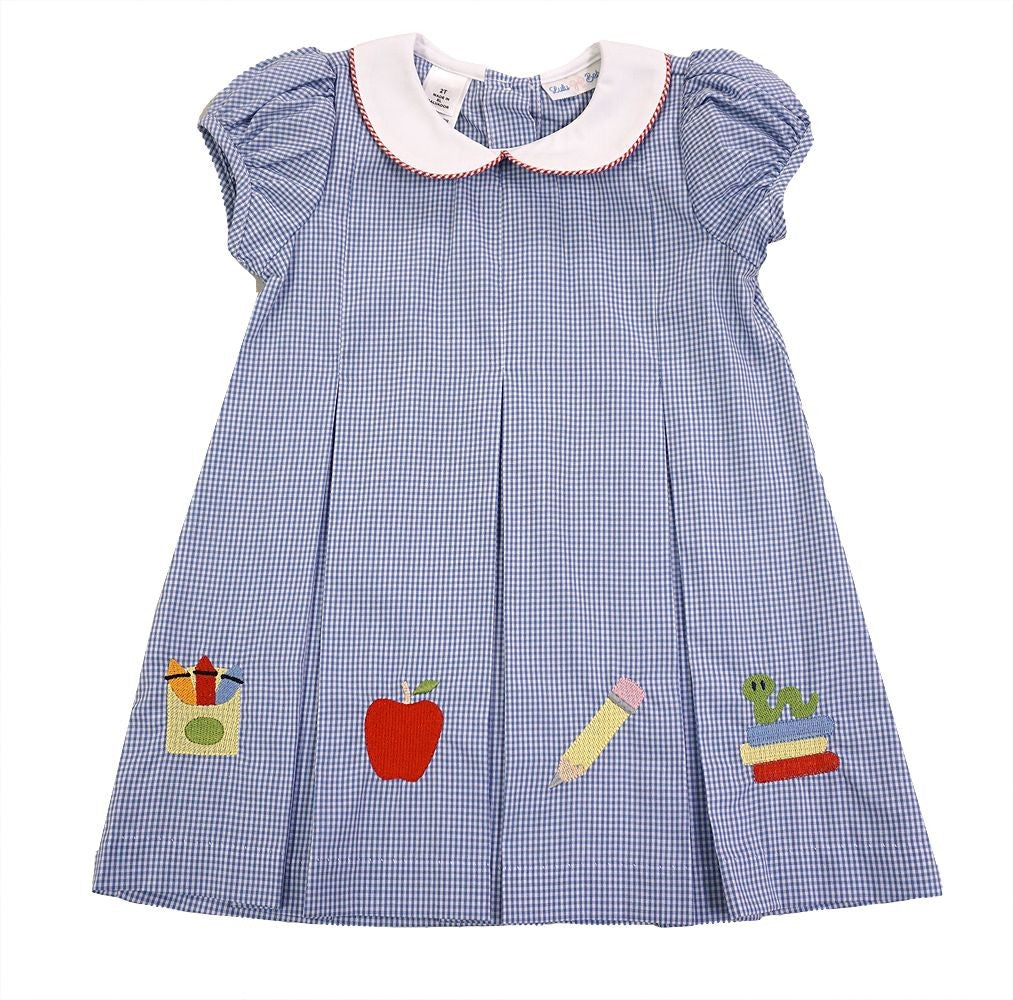 LuLu BeBe Girls Back to School Dana Dress - Blue Gingham by LuLu BeBe