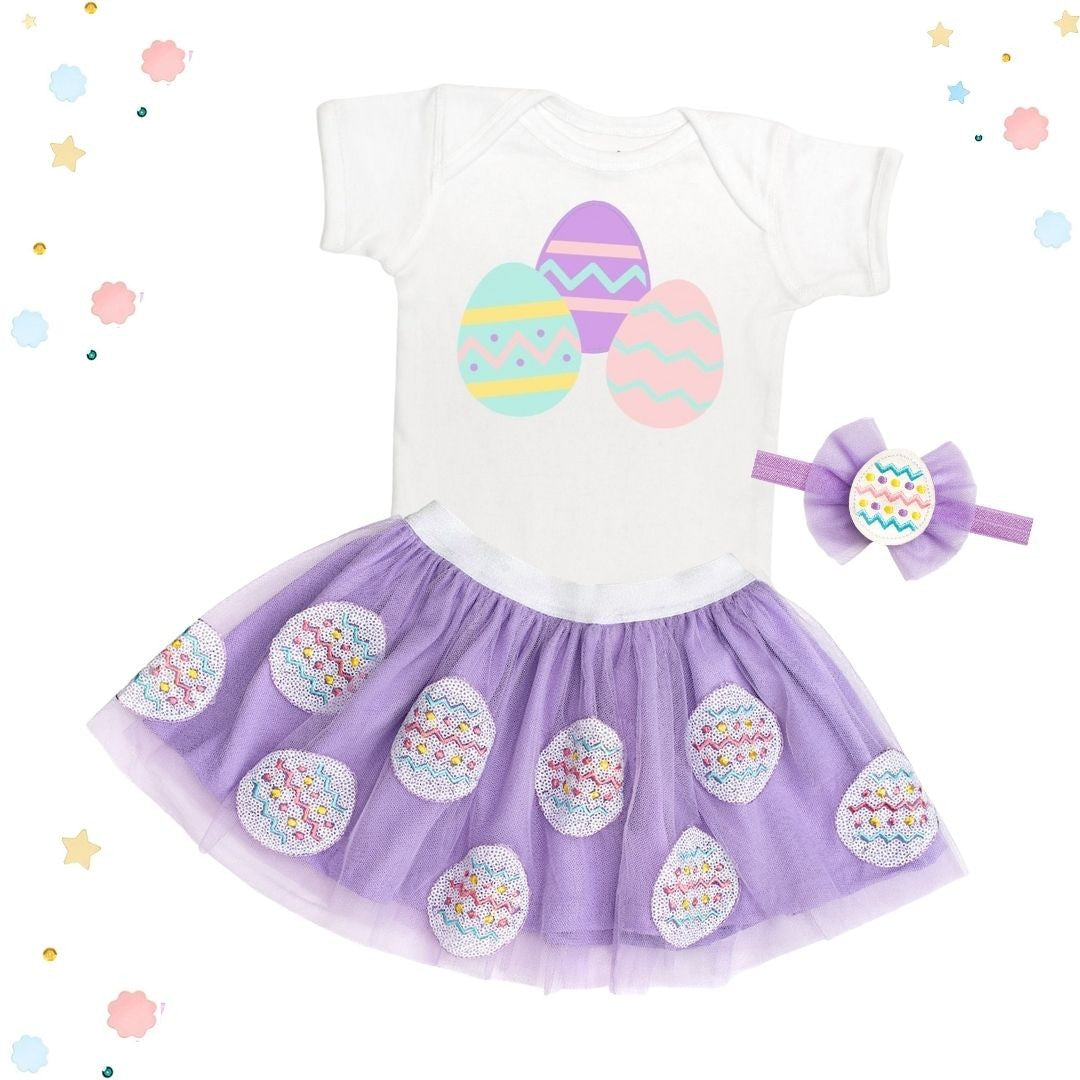Sweet Wink Girls White Shirt - Colorful Easter Eggs by Sweet Wink