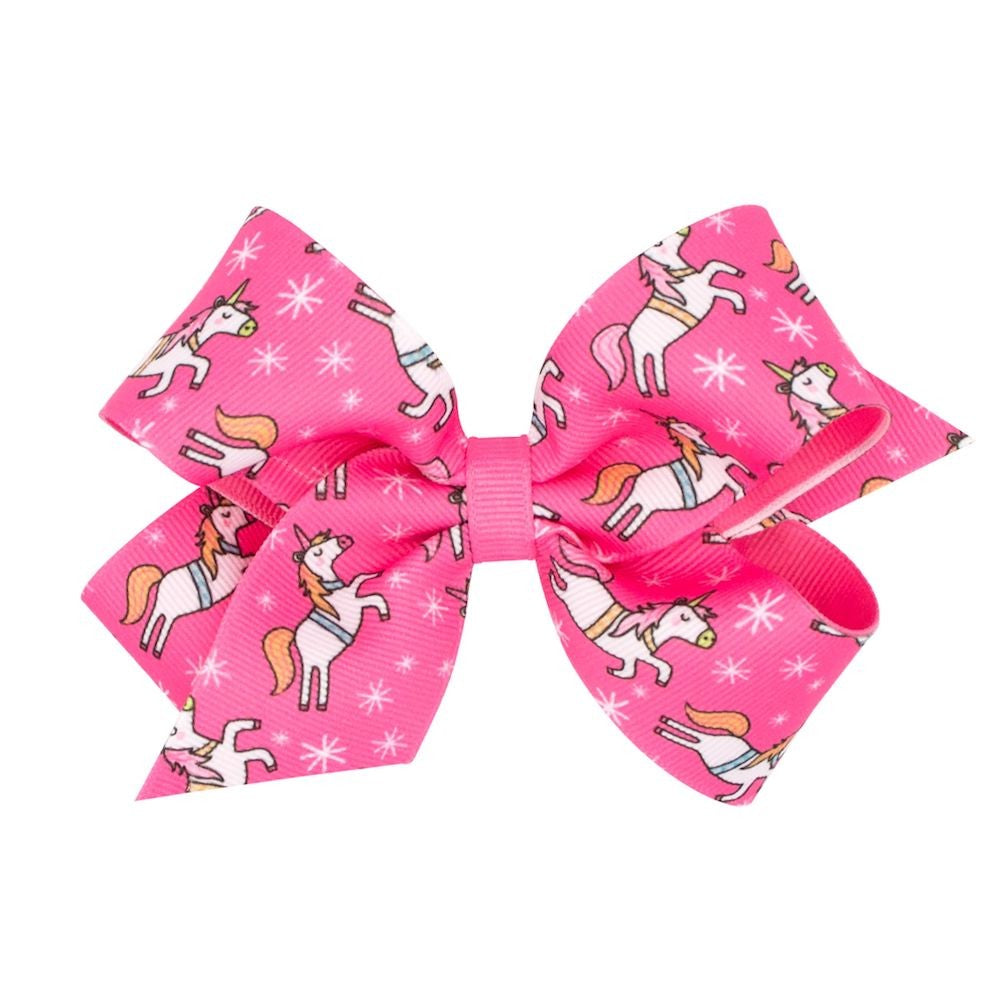 Wee Ones Girls Hair Bow - Hot Pink Unicorns