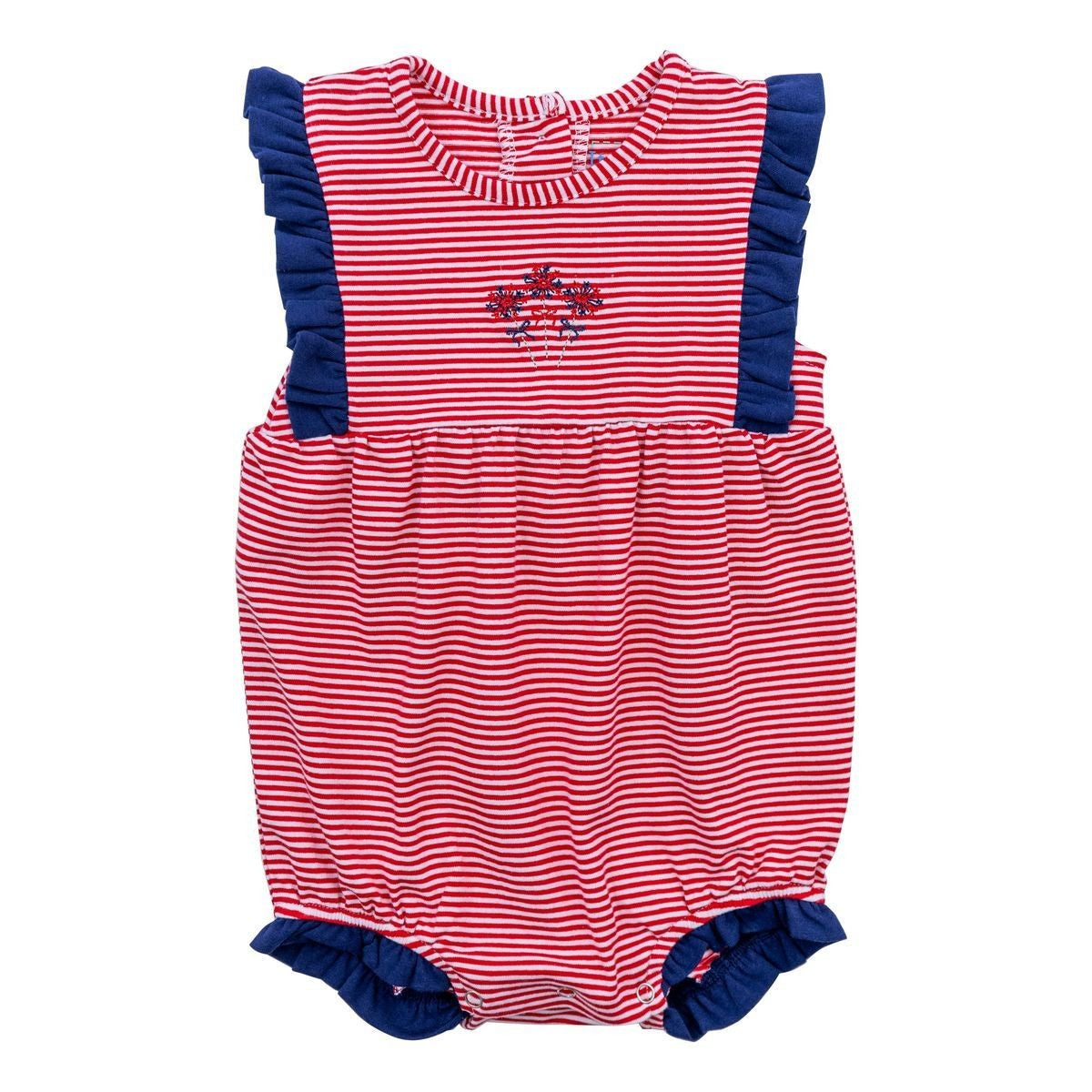 Itsy Bitsy Baby Girls Red Patriotic Bubble - Navy Blue Ruffles