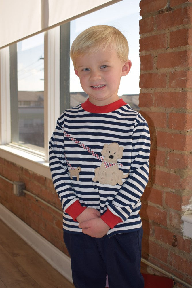 Funtasia Too Boys Navy Blue Stripe Shirt - Walking the Dogs