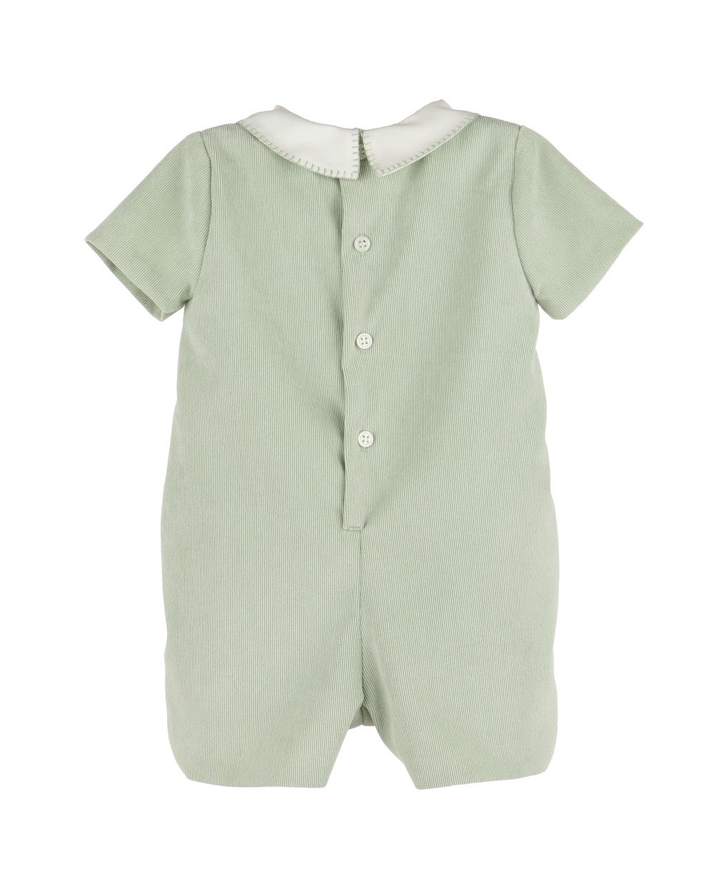 Luli & Me Baby Boys Majestic Cord Romper - Green