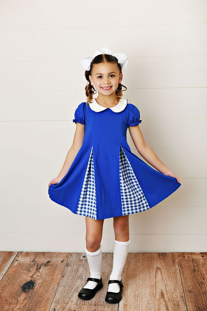 Swoon Baby Gingham Pleat Gameday Cheer Dress - Blue 4 Swoon Baby Gingham Pleat Gameday Cheer Dress - Blue 4