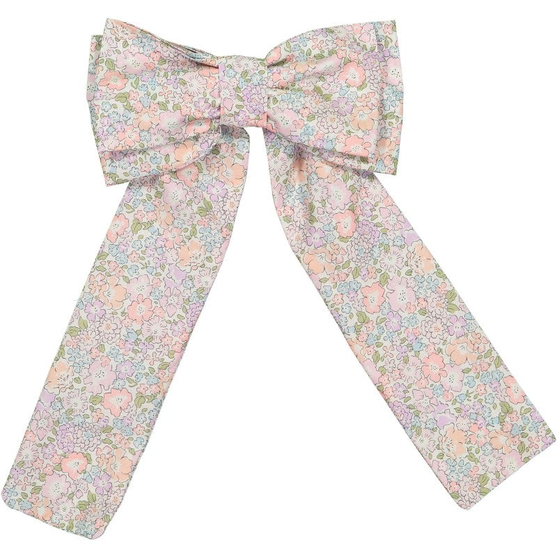 Sal & Pimenta Girls Large Hair Bow on Clip - Pink Tuilleries Liberty Floral