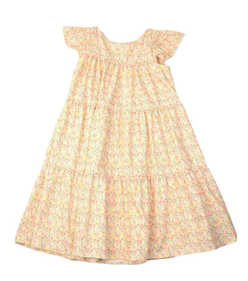 Funtasia Too Girls Yellow & Pink Floral Tiered Dress by Funtasia