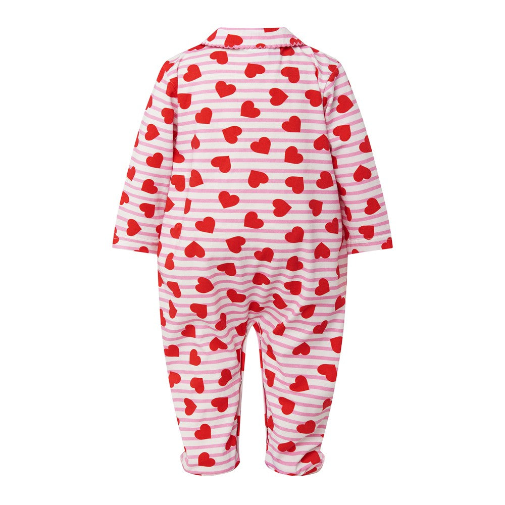 Rachel Riley London Infant Girls Stripe Heart Valentines Babygro Footie