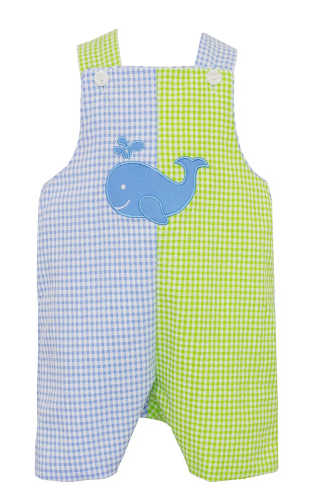 Claire & Charlie Baby / Toddler Boys Preppy Seersucker Colorblock Whale Shortall