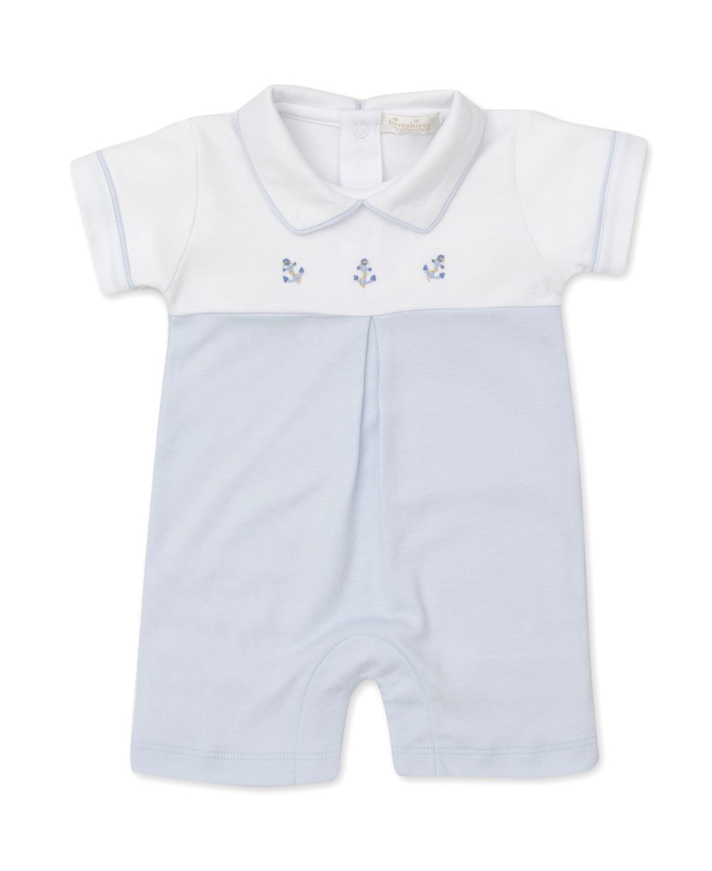 Kissy Kissy Baby Boys Summer Medley Collar Playsuit - Light Blue & White with Anchors by Kissy Kissy
