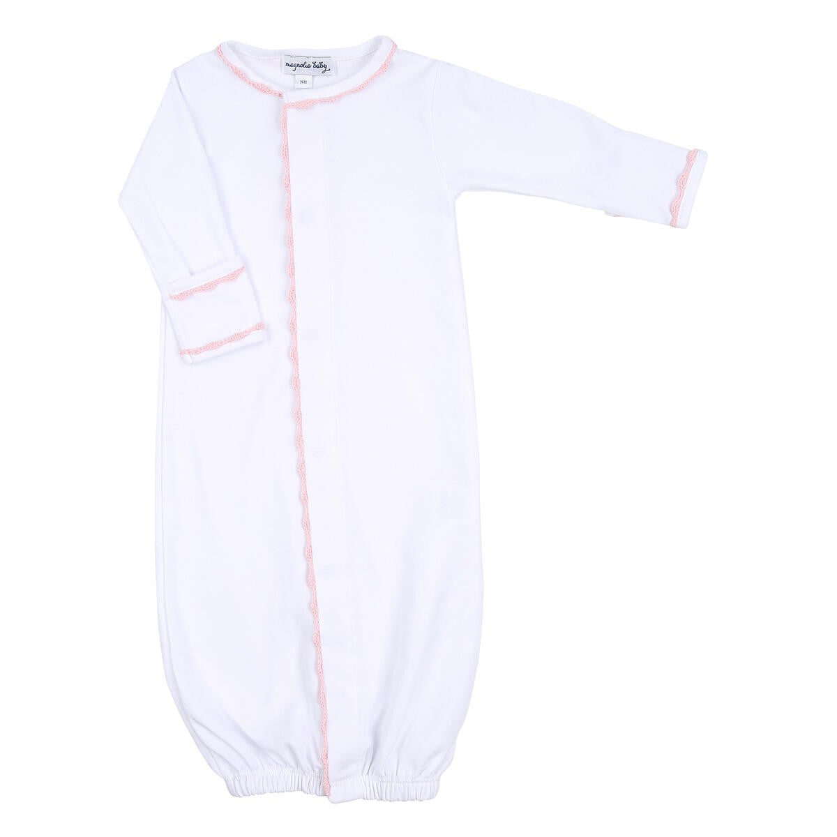 Magnolia Baby Girls Baby Joy White Converter Gown - Pink Trim