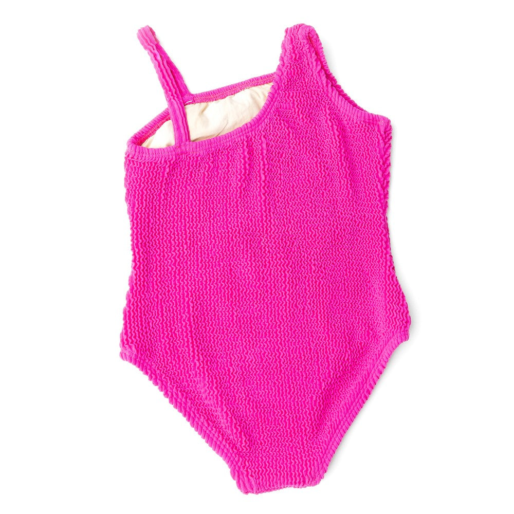 Shade Critters Girls Crinkle One Shoulder Swimsuit - One Piece - Berry Pink by Shade Critters