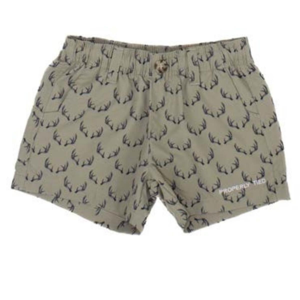 Properly Tied Boys Mallard Shorts - Sage Green - Antlers