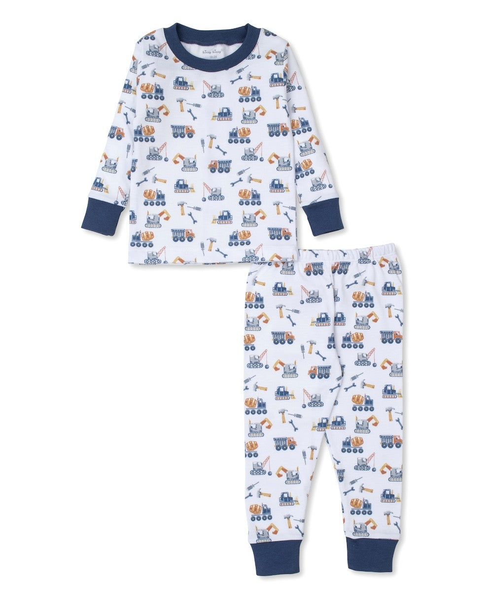 Kissy Kissy Boys Snug Fit Long Pajamas Blue Construction Crew