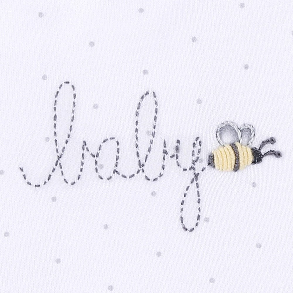 Magnolia Baby White Baby Bee Embroidered Bubble - Boy