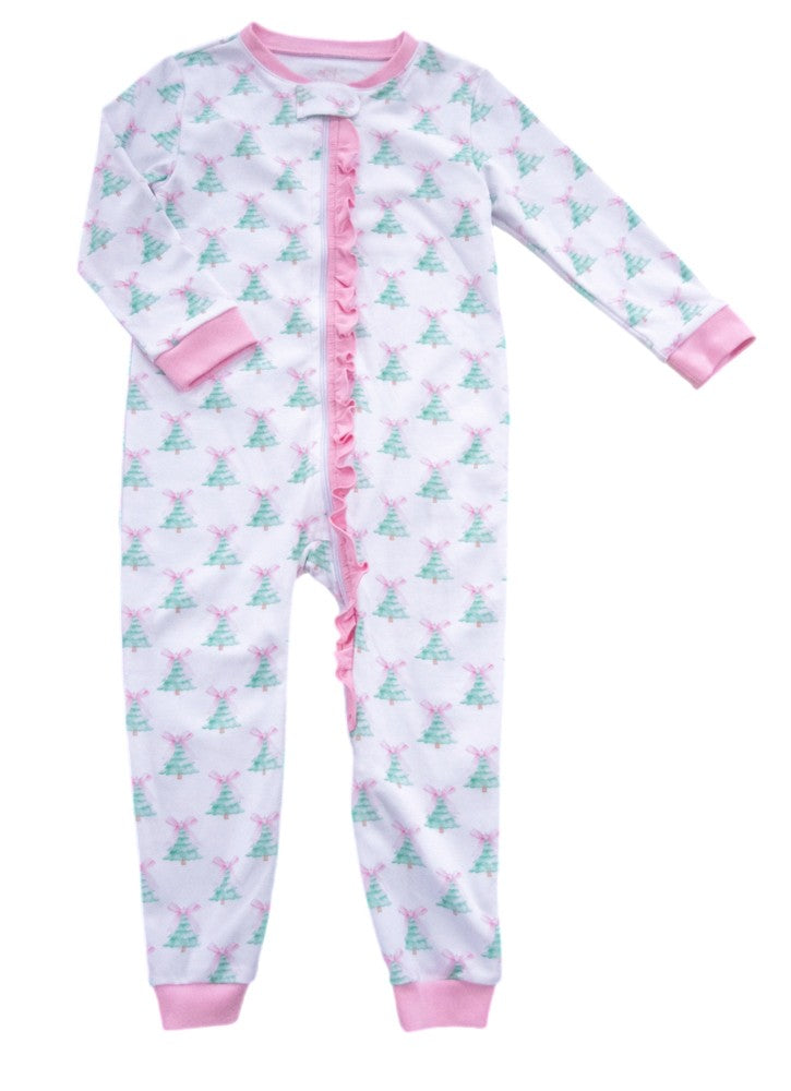 James & Lottie One Piece Zip Up Jammies - Christmas Tree (3m-9m footed) (12m-3T footless) by James & Lottie