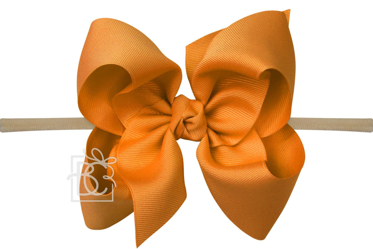 Beyond Creations Girls 1/4" Pantyhose Headband with Attached Bow - Grosgrain - Ginger