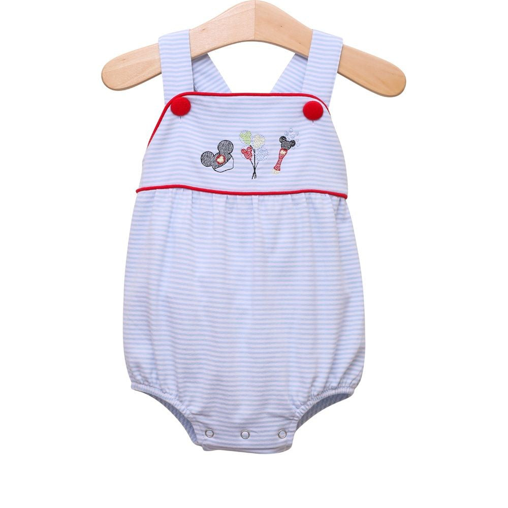 Trotter Street Kids Baby Boys Blue Mouse Embroidery Sunsuit