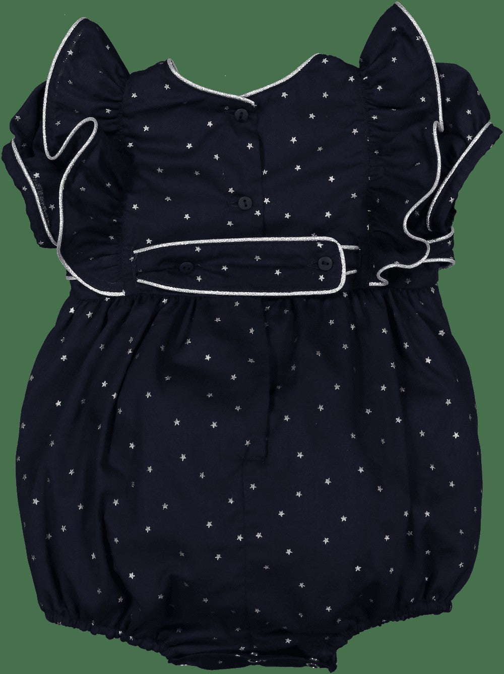 Sal & Pimenta Girls Dressy Frilled Bubble - Silver Sparkle Midnight Blue Sky