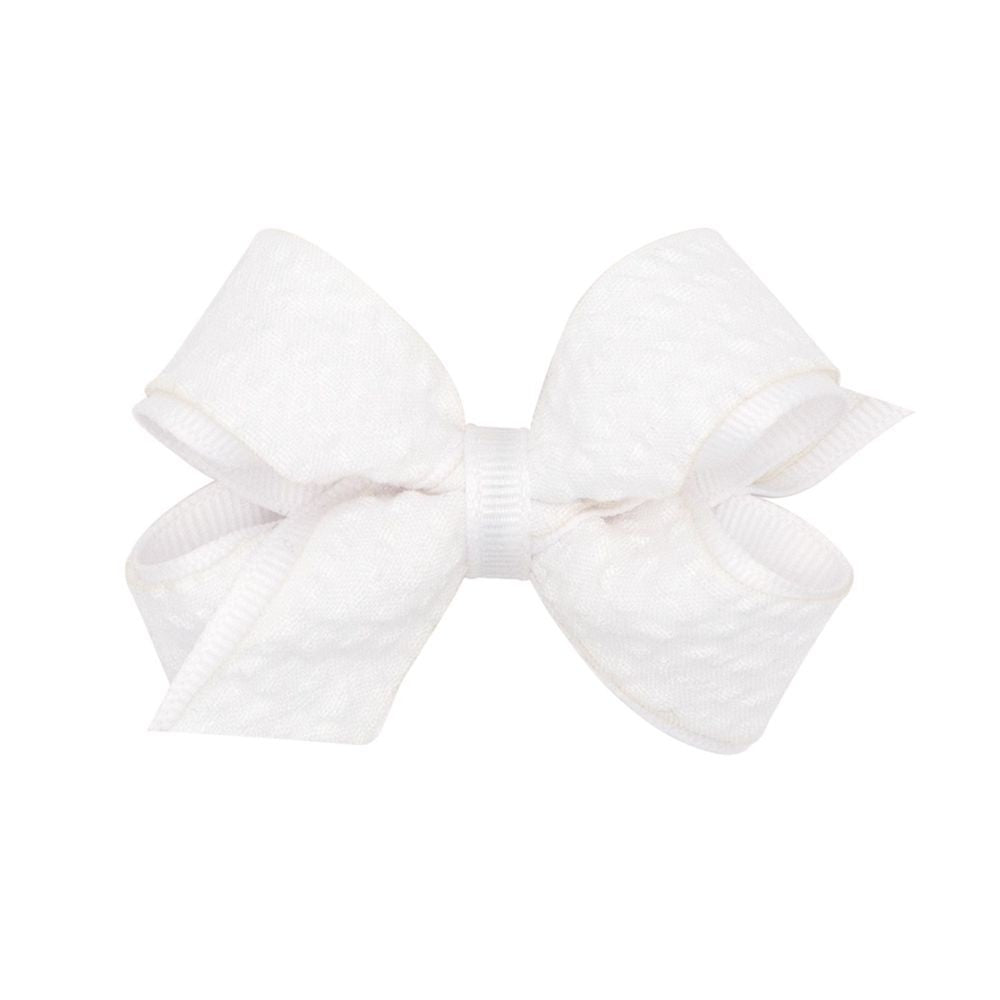 Wee Ones Girls Seersucker Overlay Bow - White by Wee Ones