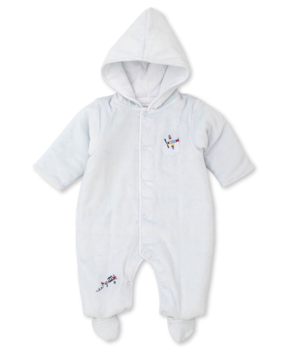 Kissy Kissy Baby Boys Just Plane Fun Blue Velour Bunting with Hood