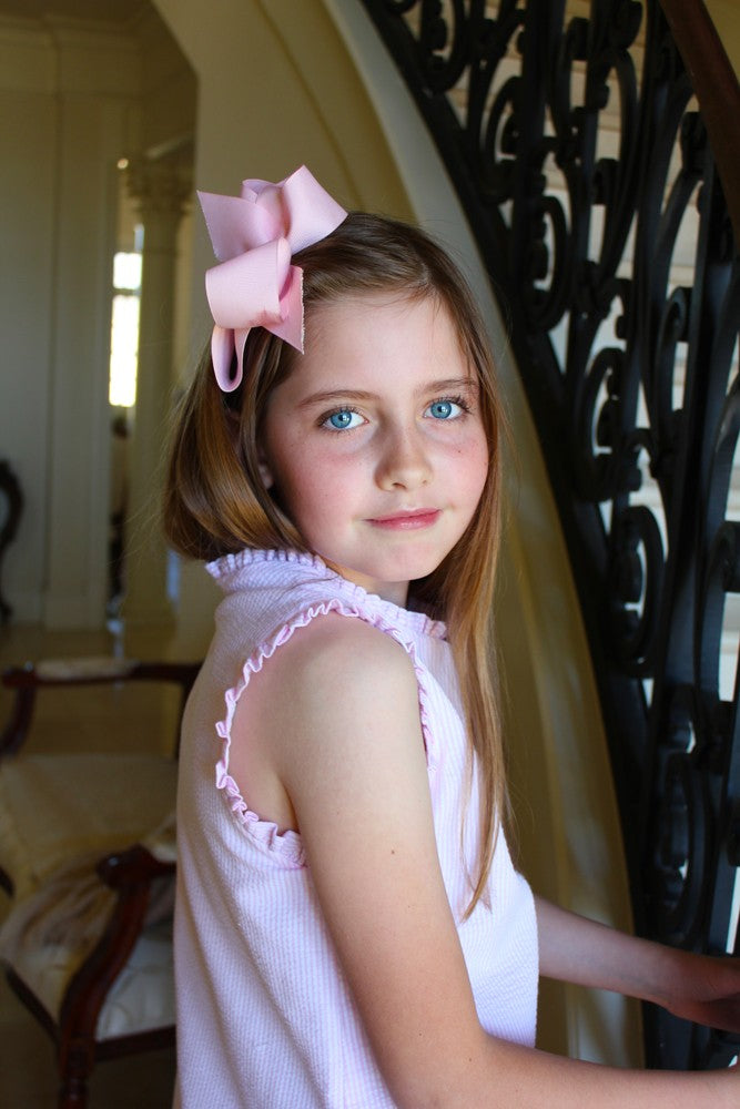 Susanne Lively Girls Sleeveless Seersucker A-Line Dress with Ruffles - Pink