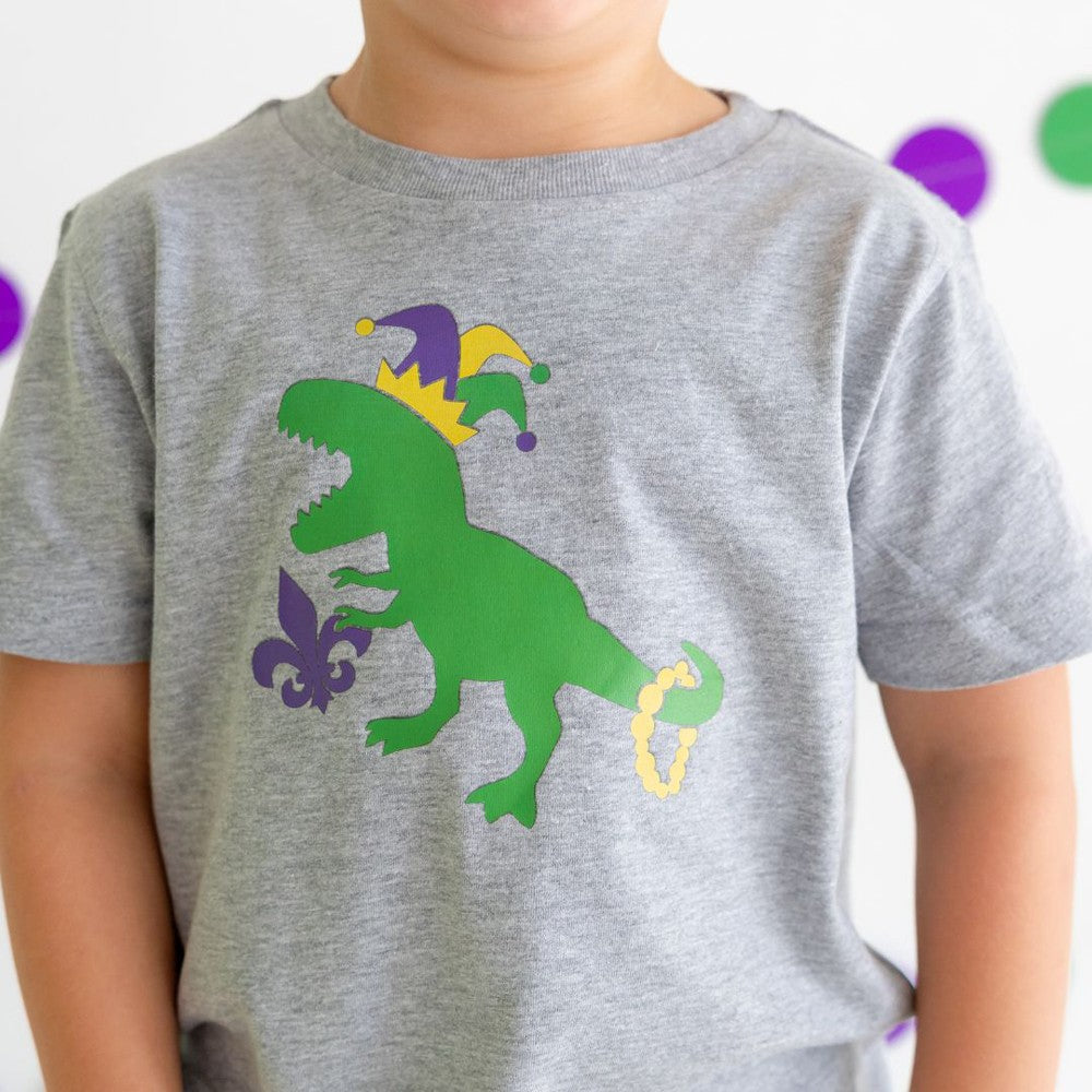 Sweet Wink Boys Mardi Gras Dinosaur Dino Shirt - Gray