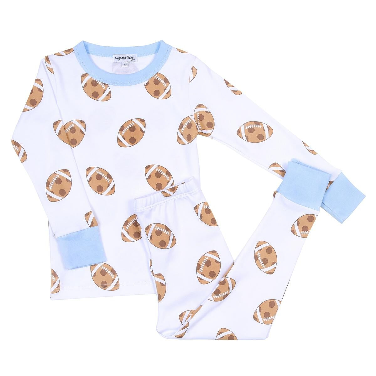 Magnolia Baby Boys Football Cookies Touchdown Long Pajamas - Blue by Magnolia Baby