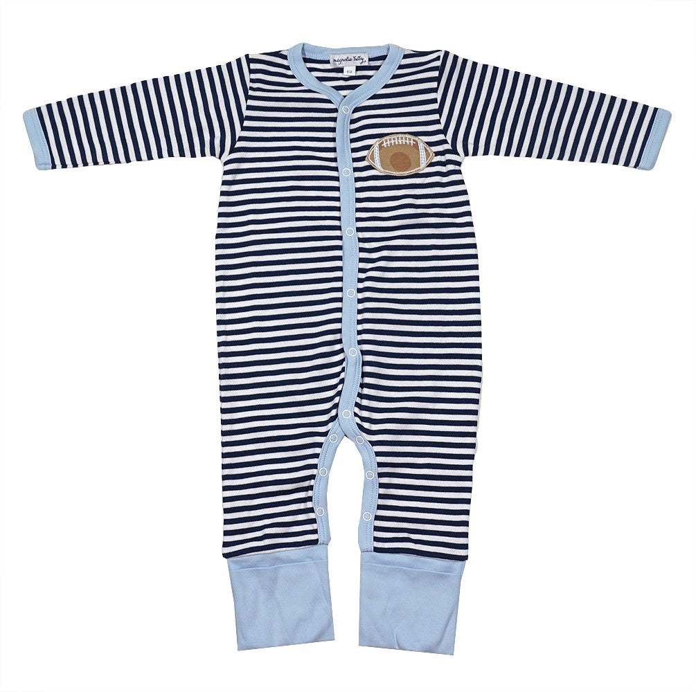Magnolia Baby Boys Navy Blue Football Stripes Playsuit