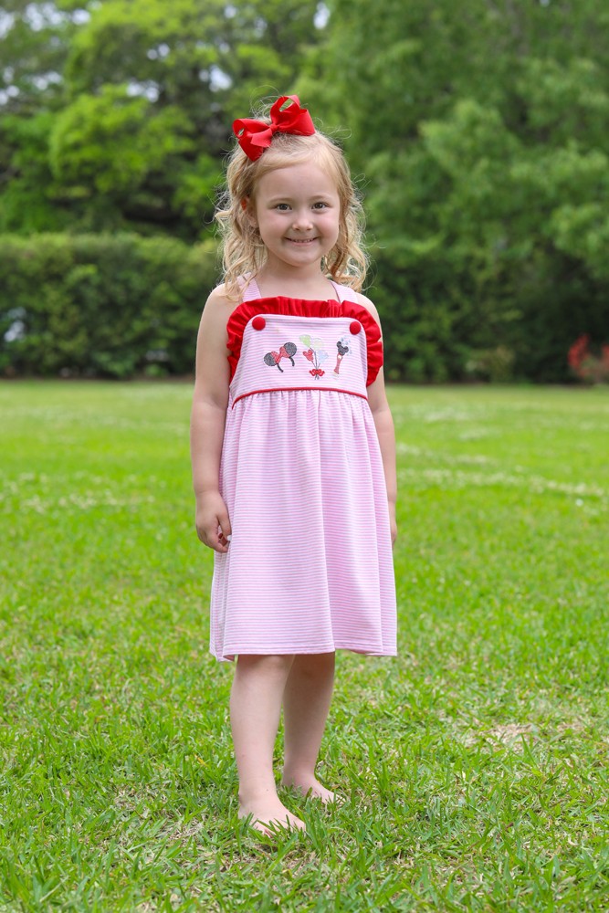 Trotter Street Kids Girls Pink Mouse Embroidery Dress