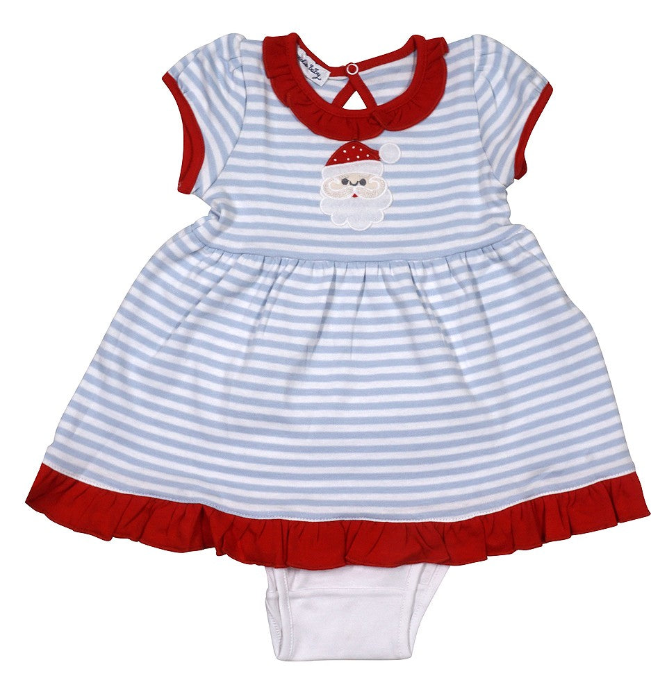 Magnolia Baby Girls Light Blue Striped Santa Claus Dress