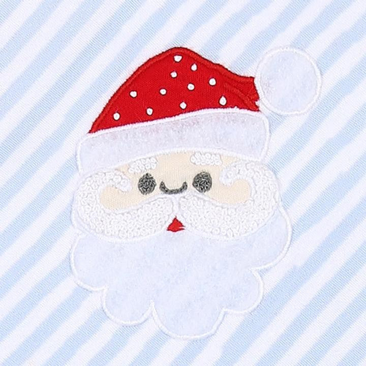 Magnolia Baby Light Blue Striped Santa Claus Zipped Pajamas