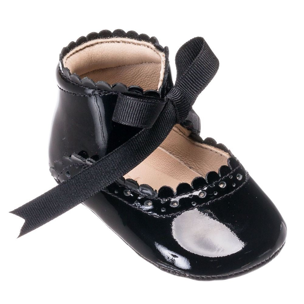 Elephantito Baby Shoes - Girls Sabrina with Bow - Patent Black
