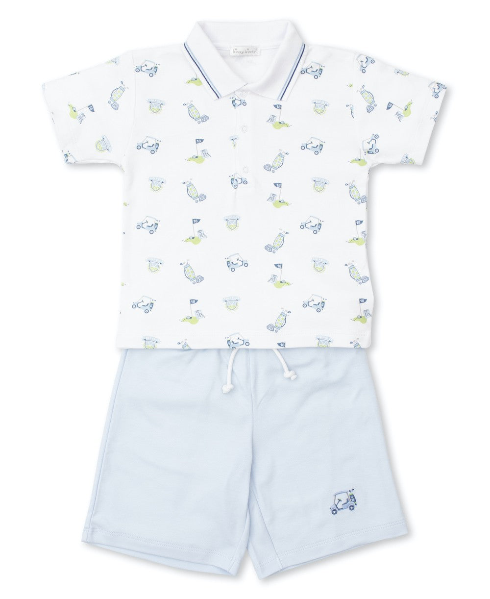 Kissy Kissy Toddler Boys 18 Holes Golf Print Bermuda Shorts Set - Blue
