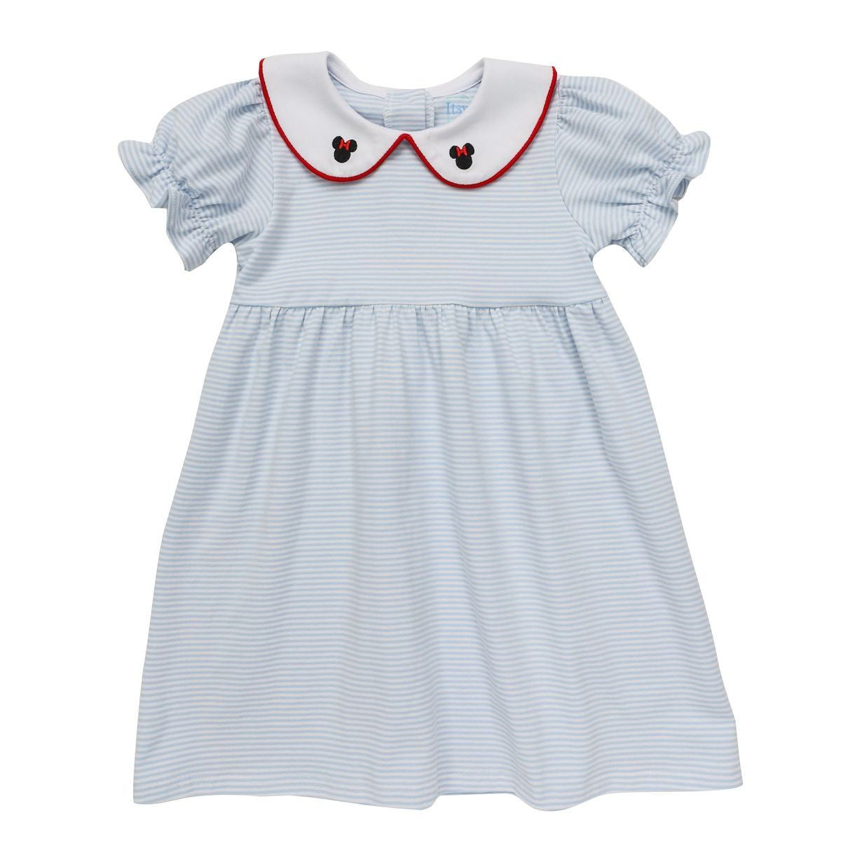 Itsy Bitsy Girls Light Blue Knit Dress - Mouse Ears Collar