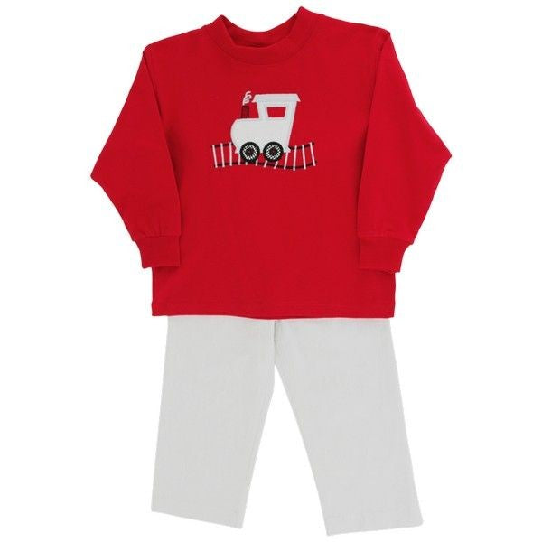 Bailey Boys Pants Set - Red Shirt with Choo Choo Train