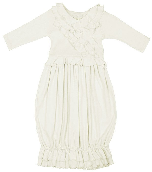 Lemon Loves Lime Layette Infant Girls Jenna Gown - Eggnog Ivory