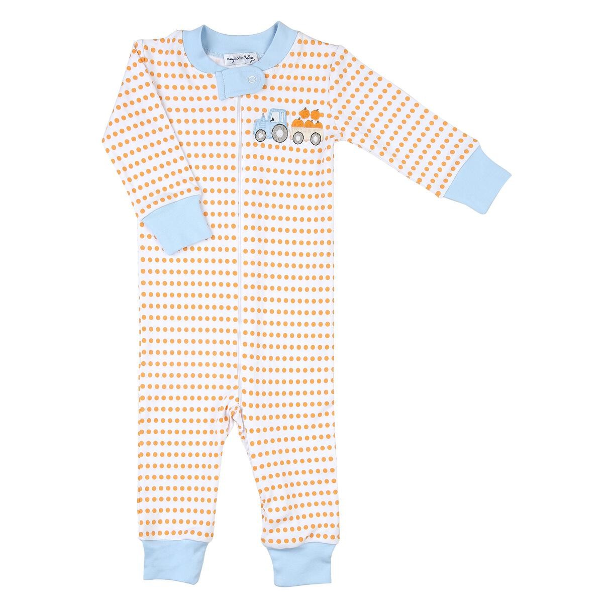 Magnolia Baby / Toddler Boys Happy Harvest Orange Pumpkin Truck Zipped Pajamas