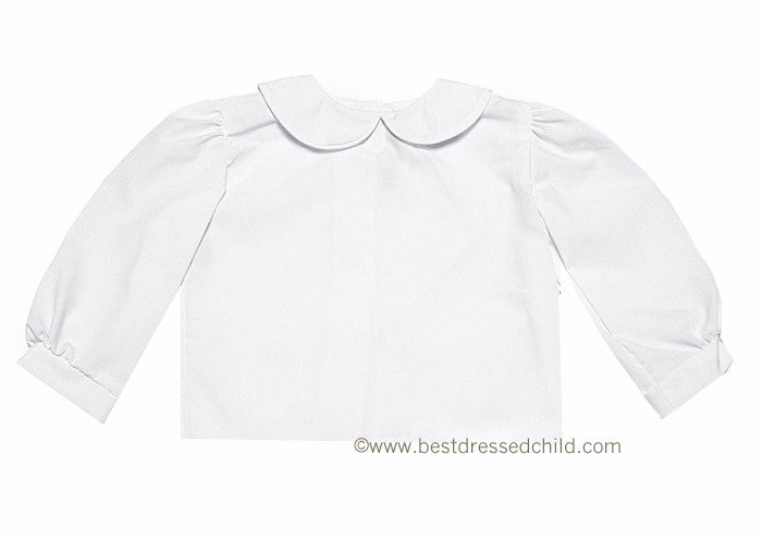 Funtasia Too Girls White Blouse with Peter Pan Collar - Long Sleeves / White Piping
