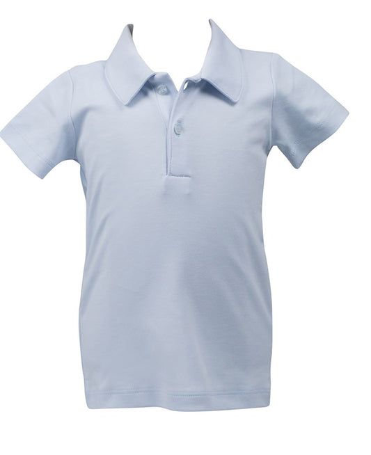 Proper Peony Pima Boys Short Sleeve Polo Shirt - Light Blue