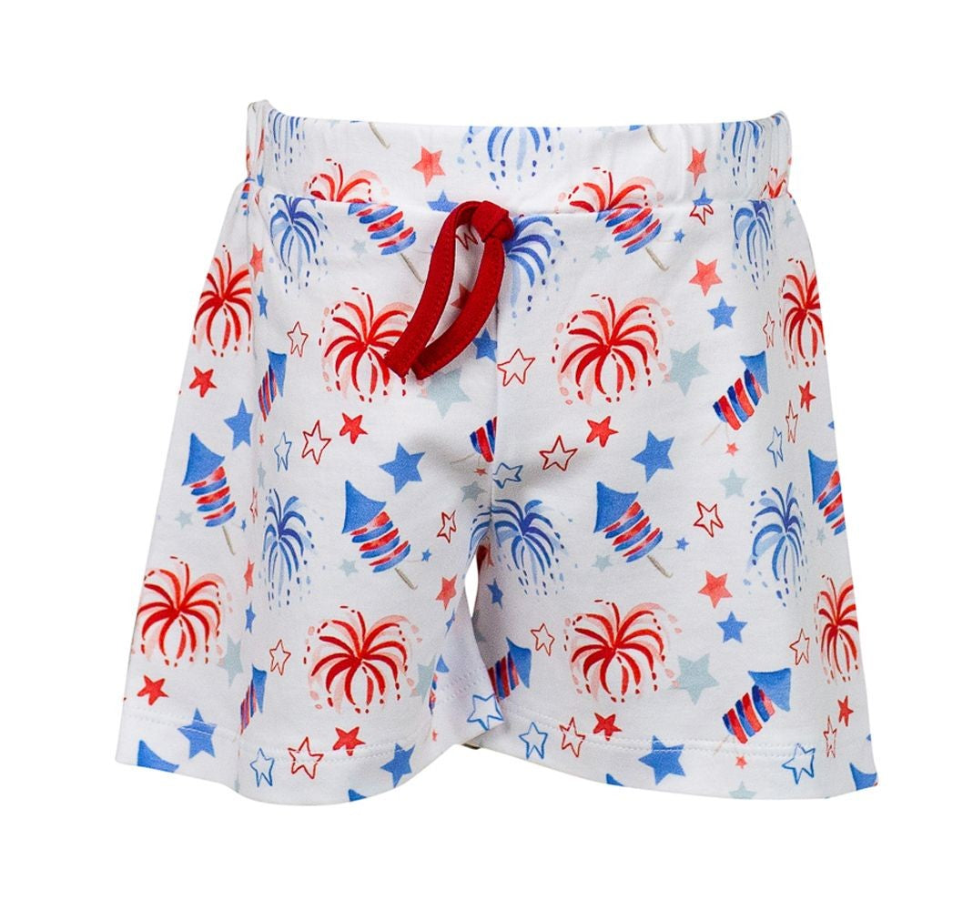 Proper Peony Pima Boys Red & Blue Patriotic Fireworks Shorts