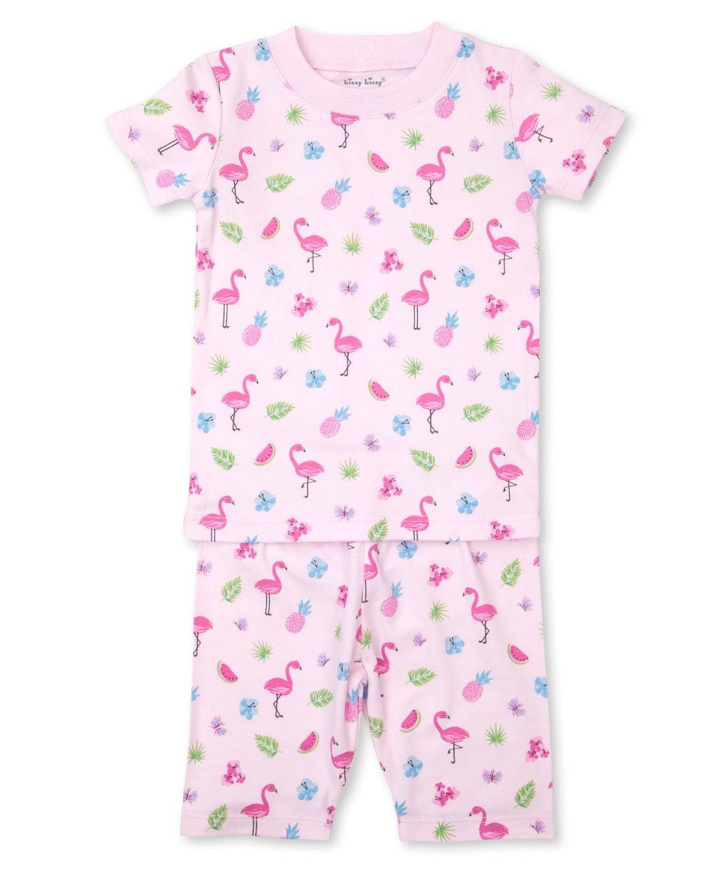 Kissy Kissy Girls Short Pajamas - Aloha Pink Flamingo Print