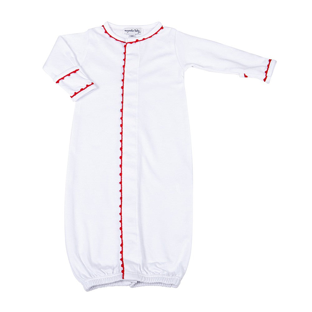 Magnolia Baby Holiday Baby Joy White Christmas Converter Gown - Red Trim